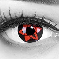 MeralenS Lentillas de Color Rojo Negro Sasukes Mangekyou 1 par. para Halloween Carnaval- Cosplay de Anime- Gratis…